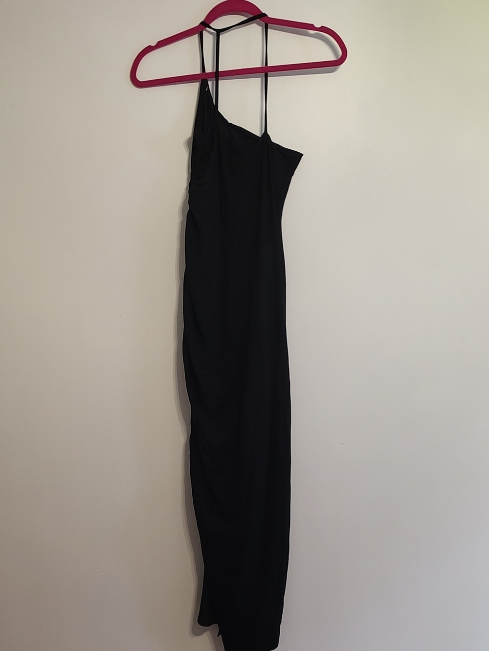 One-Shoulder Black Maxi Dress - Cotton Blend - Picture 5 of 7